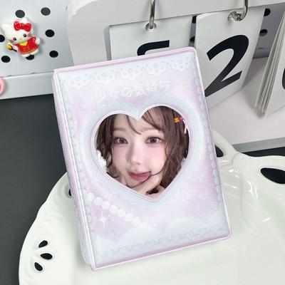 Cute Pink Love Bow Card Album PVC with 16 Internal Pages Photocard Binder Collectible Card Album 3 Inch Mini Postcard Book