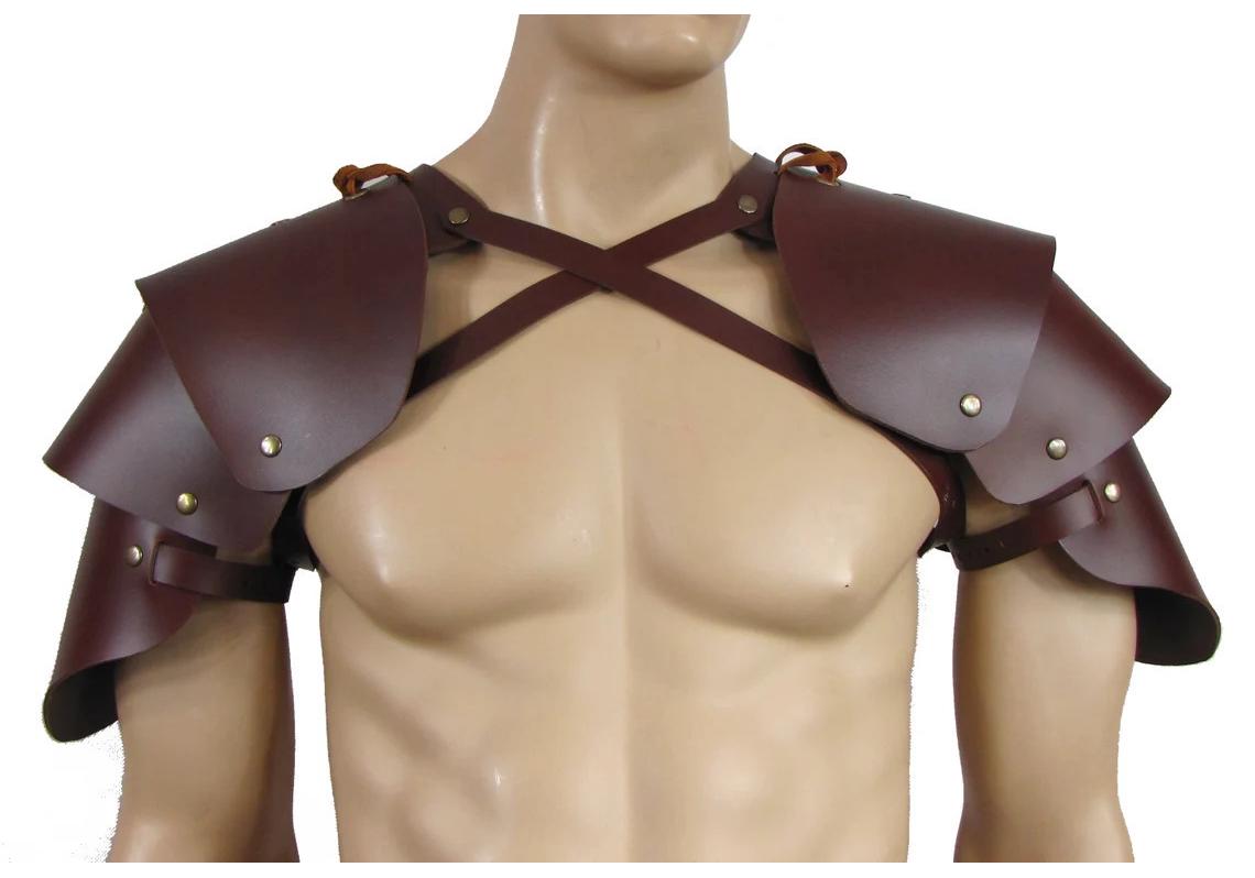 Medieval Viking Warrior Shoulder Armor Cosplay Costume for Halloween, Film, and Performance темно-коричневого