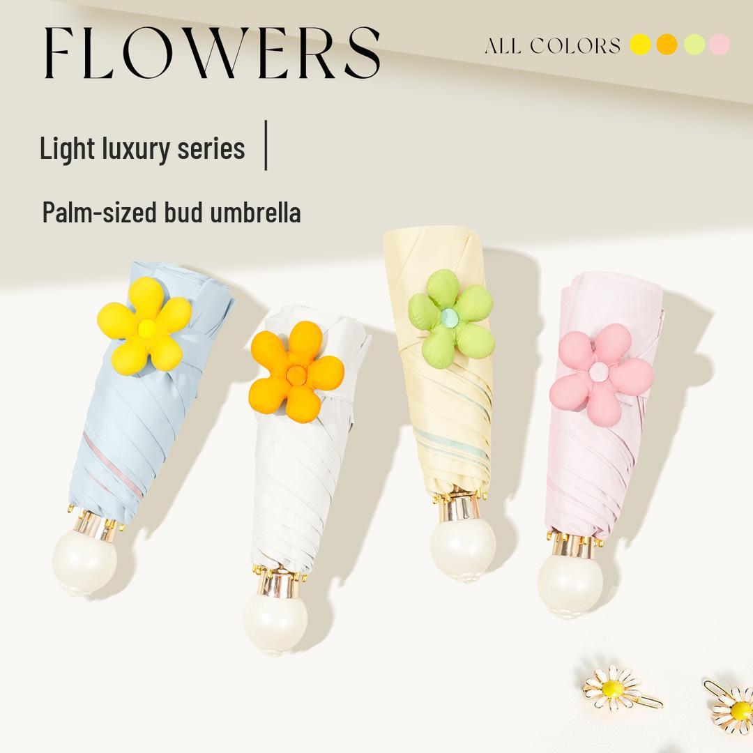 

Compact Flower Bud Sun Umbrella for Women - Dual-Use for Sunny and Rainy Days, Portable with UV and Sun Protection Features Mini Five-Fold Umbrella Series