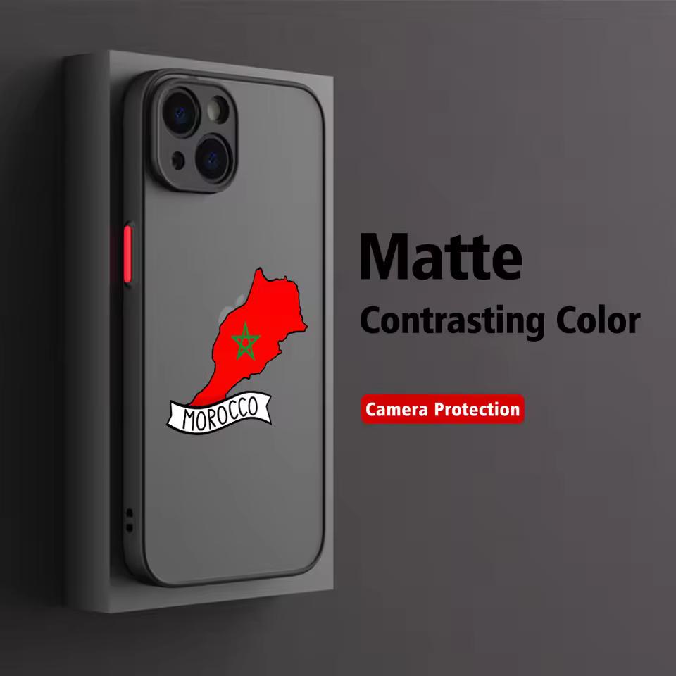 Marokkaanse Paspoort Kaart Mat Transparant Voor iPhone Hoesje 17 16 15 14 13 12 11 Pro XR XS Max 7 8 Plus Anti-Val Telefoon Y2K Cover