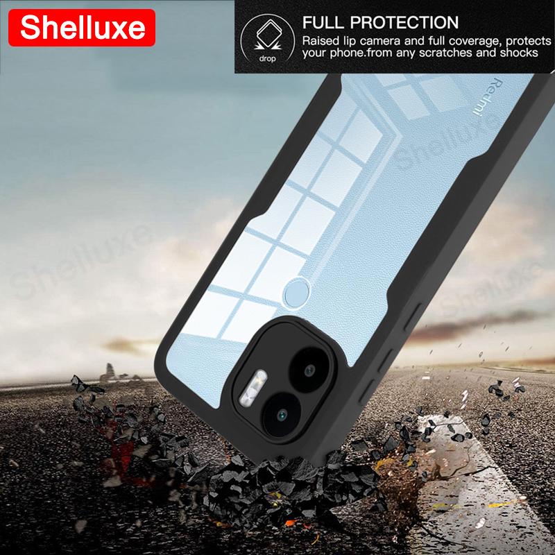 360 Celotělový Průhledný Kryt Shelluxe Přední+Zadní Pro Redmi A1 A1+ Pro Xiaomi Redmi A2 Plus A2+ Silikonový Oboustranný Kryt na Telefon