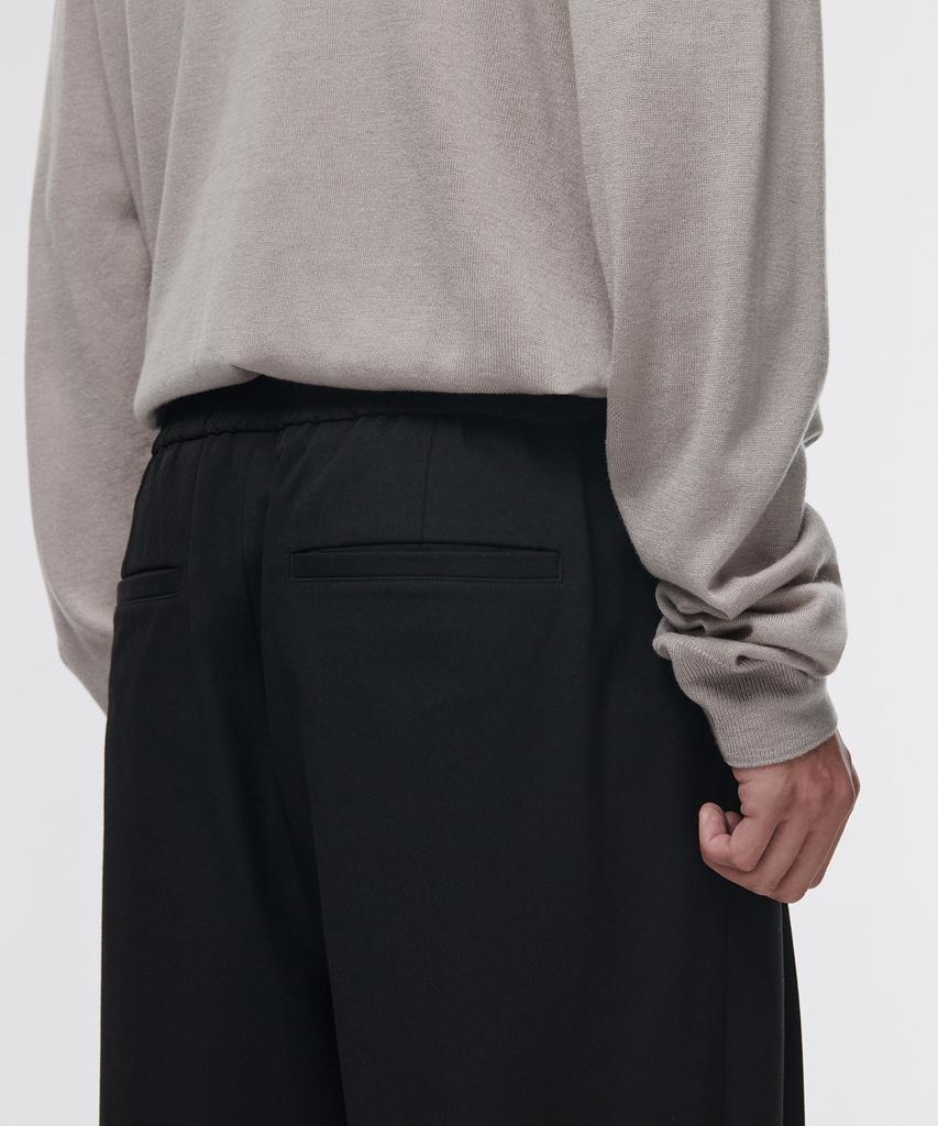 Musinsa Standard One-Pleat Wide Elastic Waist Slacks [Black]