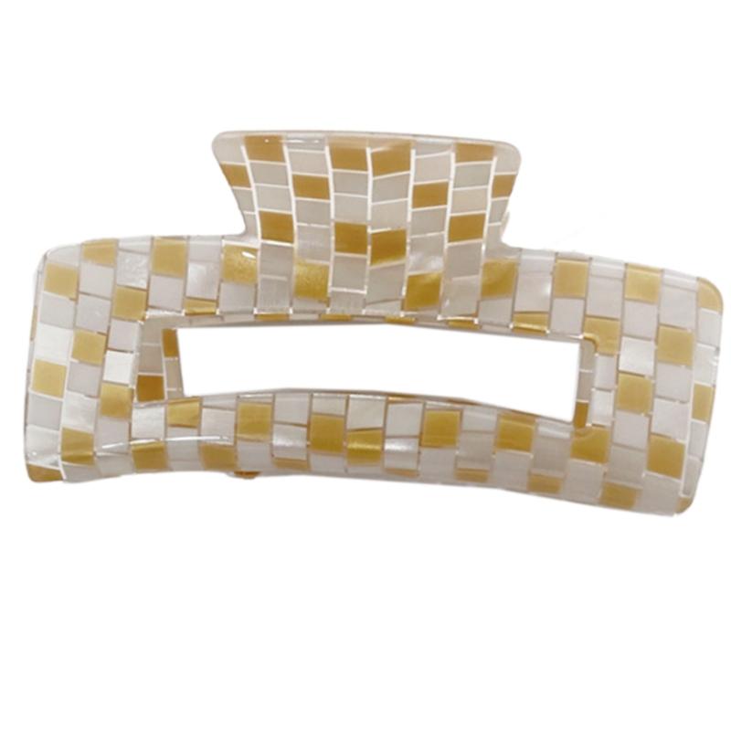 Multicolor Plaid Hair Claw French Design Non Slip Acetate Hollow Hair Barrettes Ponytail Decoration Fashion Hair Props