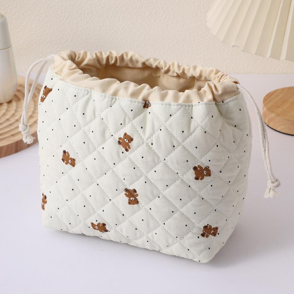 Cute Quilted Cosmetic Bag for Women Girl Large Capacity Travel Drawstring Storage Pouch Makeup Bag Female Travel Clutch Bags