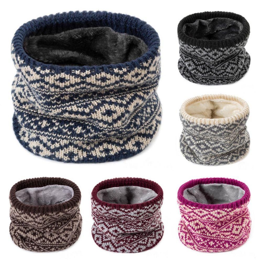 Thick Winter Knitted Scarf Snowflake Warm Neck Warmer Sport Scarf Fleece Muffler  Women
