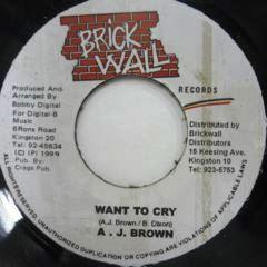 

7inch Record A. J. BROWN Want To Cry NONE Brickwall Recor 1999 Jamaica Reggae Ska Dub Used