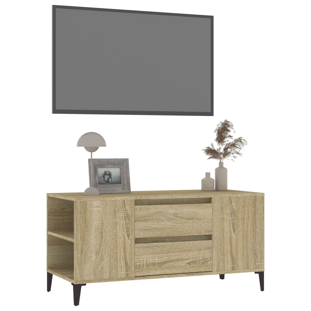 TV Stand in Sonoma Oak Finish 102 x 44.5 x 50 cm Particleboard