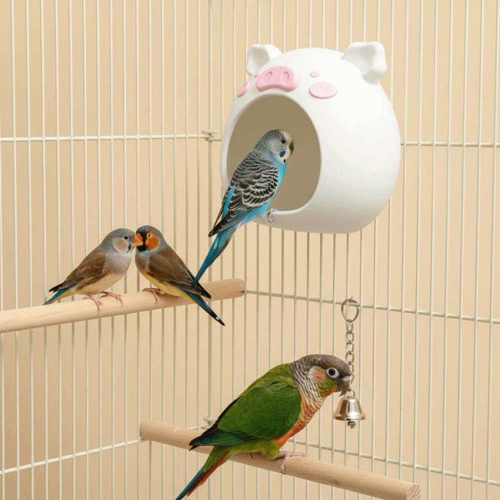 Cartoon Bird Breeding Nest Pig Shape Plastic Hanging Hamster House Bite Resistant Wear-resistant Birdcage Nest Garden Decor