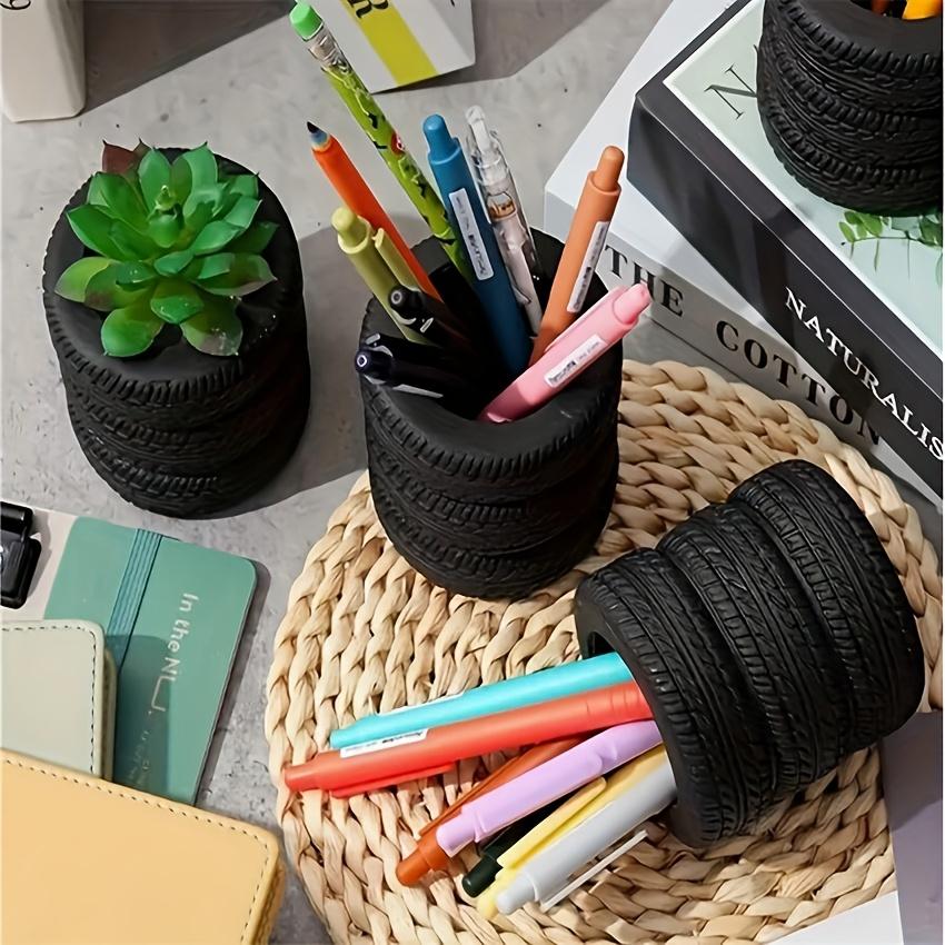 1/2 pcs Tire Shaped Pen Holder Creative Tire shape Office Supplies Storage Box Desktop Pen Holder Makeup Brush Holder Decoration