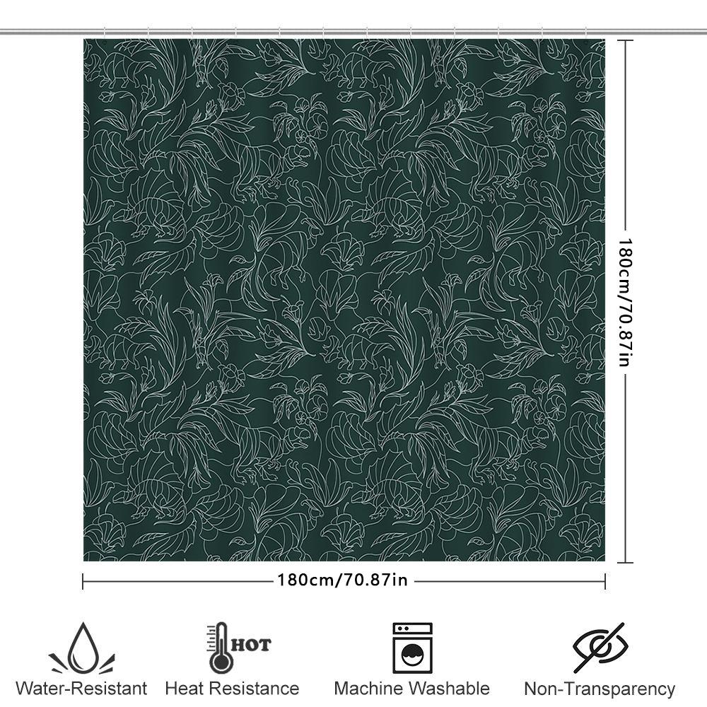 Botanical Shower Curtaingreenery Pattern Decorbathroom Fabricvintage Floral Designnature Inspiredspa Vibesmodern Farmhouseelegan