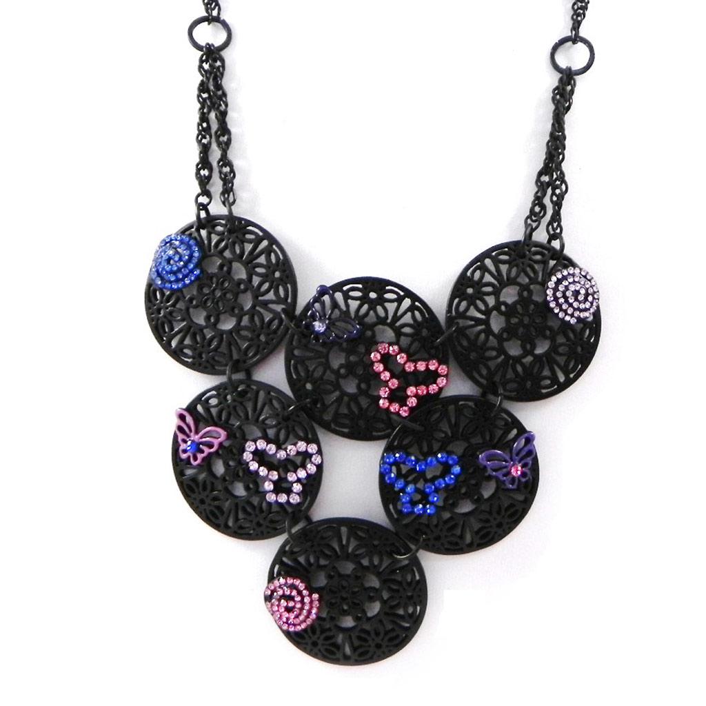 NOA [H9114] - Designer Necklace 'Carmen' Pink Blue