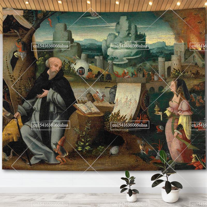 Hieronymus Bosch Garden Of Earthly Delights Tapestry Wall Art Decor Paintings Retro Tapestries Aesthetic Room Decoration Posters