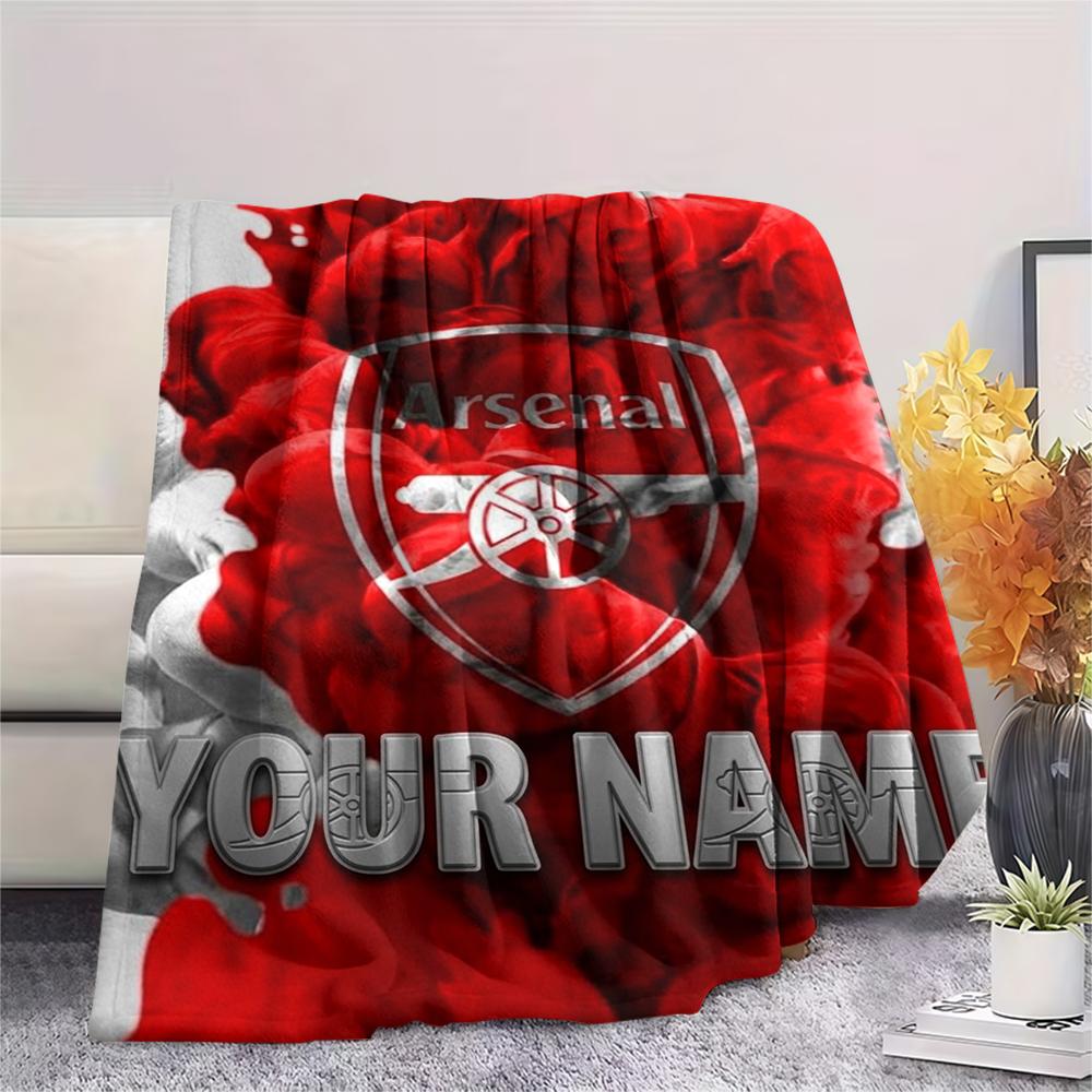 1PC Custom Name Arsenal Patterned Flannel Blanket Suitable For All Seasons for Home Decor Warmth and Comfort Gifts Holiday Present