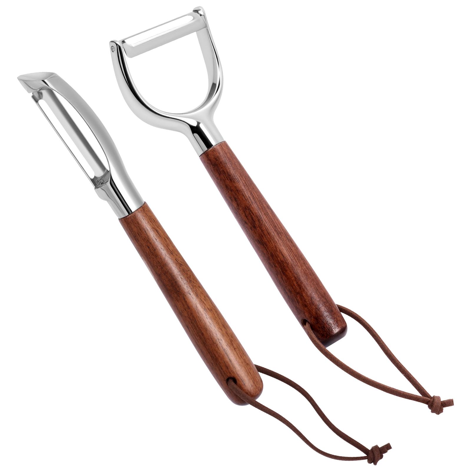 2Pcs Vegetable Peeler Stainless Steel Potato Fruit Peeler Wood Handle Y Shaped and I Shaped Peelers for Home Kitchen Accessories