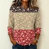Women Casual Round Neck 3/4 Sleeve Floral Print T Shirt Lightweight Comfortable Soft Fabric Top for Everyday Wear