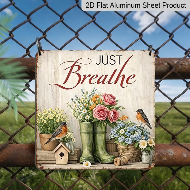 

2D Flat - 1pc, Spring Decoration, Vintage Aluminum Sign, Home Wall Decor, Bohemian Floral Sign, Creates A Tranquil Atmosphere, Suitable for Living 20*20cm