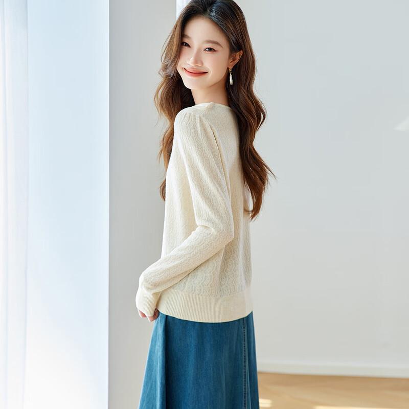 Women's Stylish Wool Blend Jacquard Knit Sweater