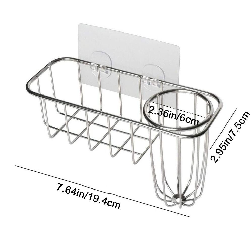 Stainless Steel Sink Hanging Basket Rounded Corners Sponge Storage Basket Sink Drain Rack  for Home