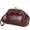 Wrist-Strap Women's Makeup Bag: Cowhide, Double Metal Hinge, Trendy & Fashionable