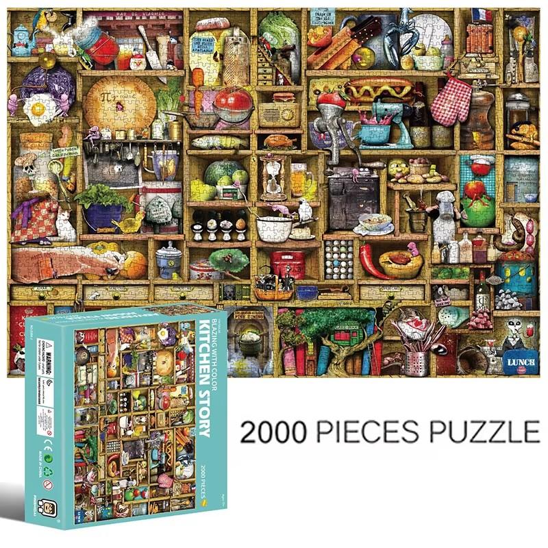 Starry Sky Fishing Village 2000 PCS of High Difficulty Adult Puzzle Building Blocks Puzzle Toys Cartoon Animal Anime Toys Gifts