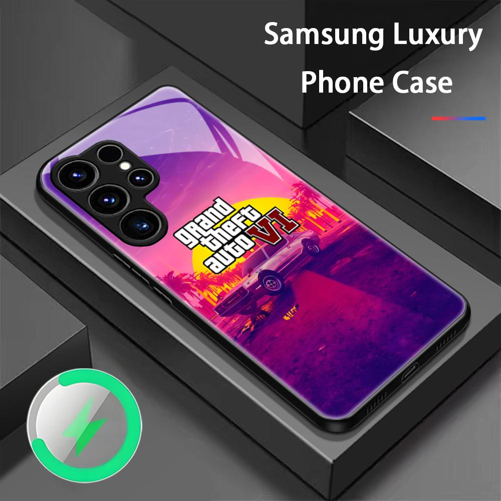 G-GTA6 R Star Game Hot Phone Case For Samsung S25 S24 S23 S22 S21 S20 Plus Ultra Note20 Glass Magnetic Case