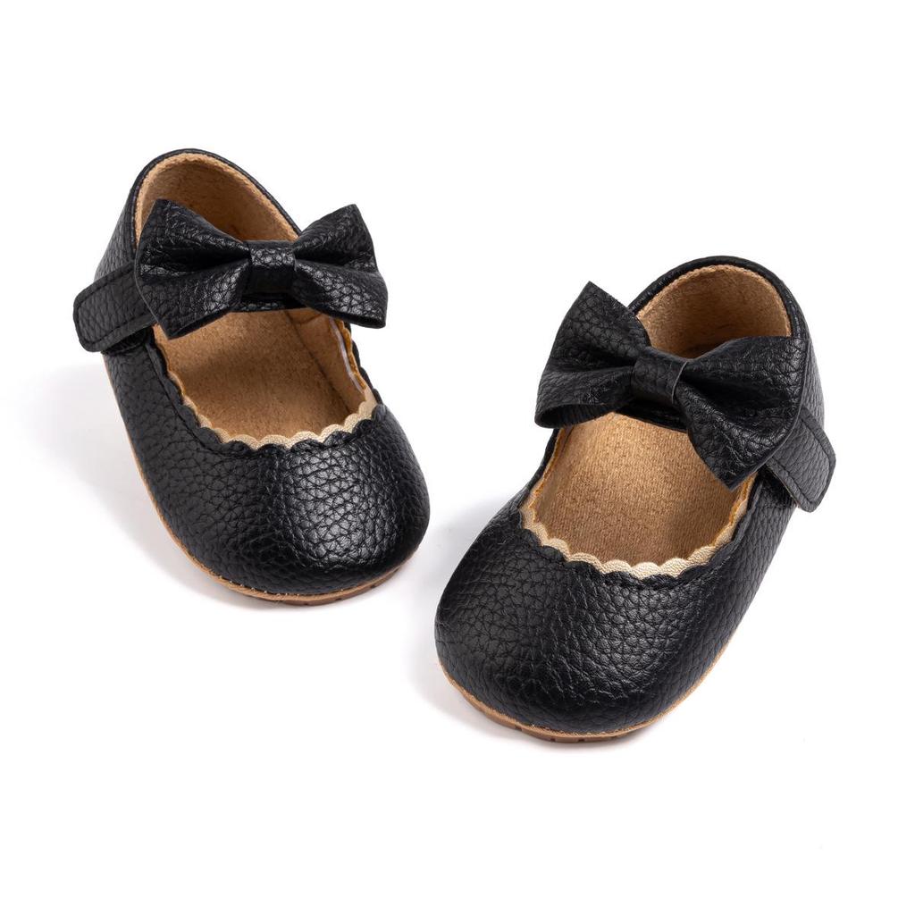Baby Princess Shoes 0-1 Year, Soft Non-slip PU Leather with Bowknot, Suitable for Spring/Autumn.