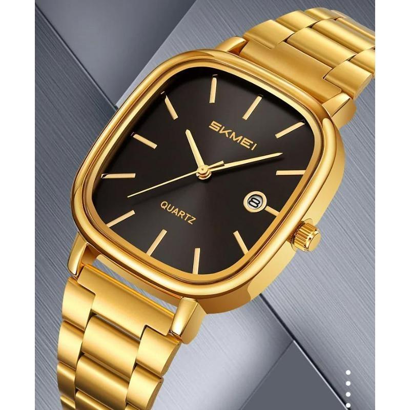 Luxury Mens Quartz Calendar Watches Stainless Steel Strap Waterproof Analog Display Fashion Casual Wristwatch