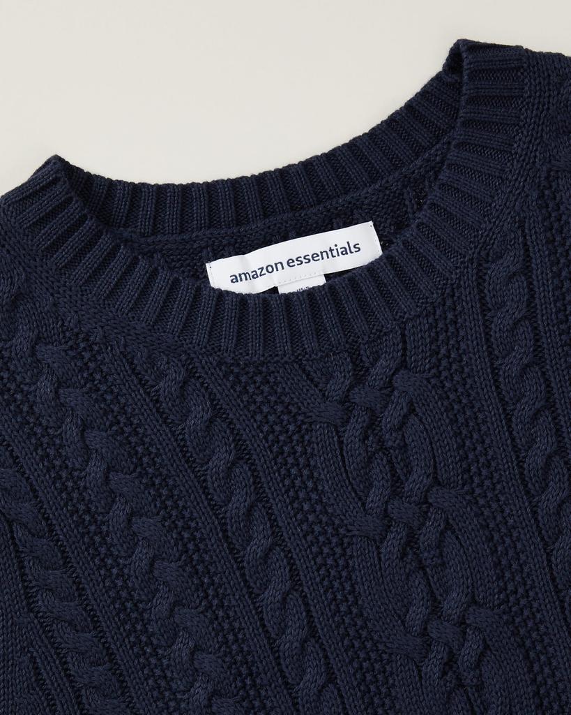 Amazon Essentials Soft Fisherman Sweater, Cable Knit, Crew Neck, Long Sleeve, Women's, Navy, Size 2XL