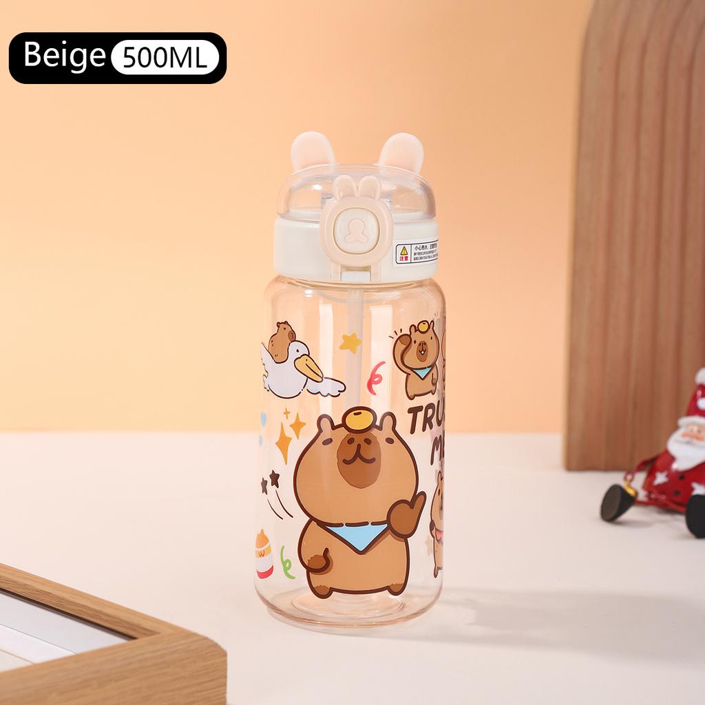 2025 New Capybara Large Water Bottle BPA Free Leak Proof Sports Straw Cup for Gym School Travel Kids Students Outdoor
