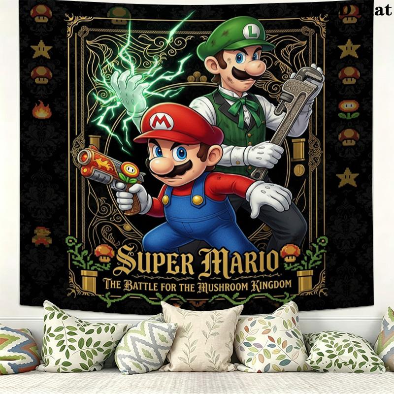 Super Mario Wall Tapestry Aesthetic Wall Hanging Printed Fabric Blanket Decorative Tapestries For Bedroom Living Room Home Decor