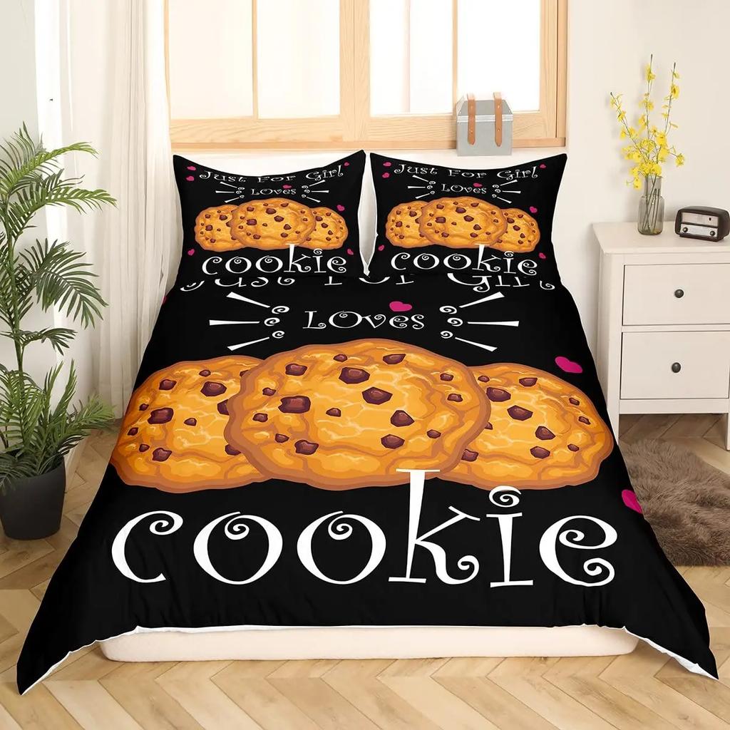 3D Chocolate Dessert Duvet Cover Set Bed Cover Food Candy Donut Cake Comforter Quilt Cover With Pillowcase For Kids Children Bed