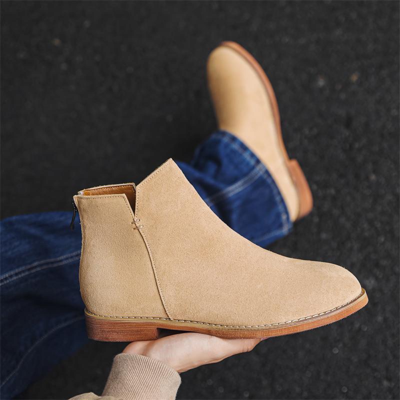 Mode Herren Echtleder Mode Stiefeletten Flache Designer Outdoor Chelsea Schuh Lässiger Kleider Business Stiefel Klassischer Wildlederstiefel