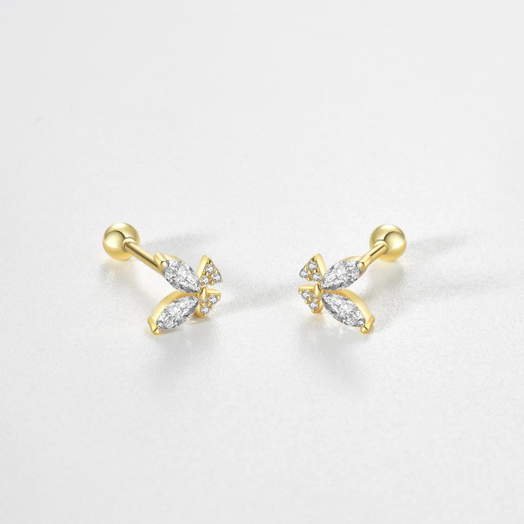ANDYWEN 925 Sterling Silber 2023 Gold Klar Schmetterling Piercing Stud Ohrring Frauen Rock Punk Clips Hochzeit Party Zubehör