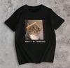 "Warte, ich denke nach!" Lustiges Katze Grafik Unisex T-Shirt - Sommer Mode Streetstyle Rundhals Lässiges Kurzarm T-Shirt
