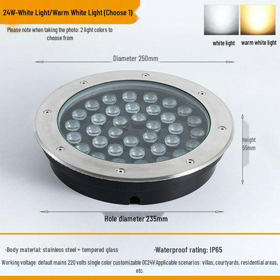 Ultra-Thin Waterproof LED In-Ground Courtyard Spotlight for Garden Decoration