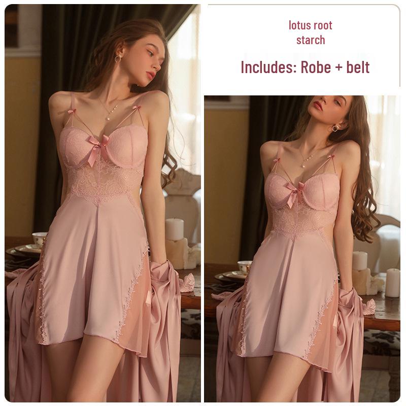 

Stunning Lace See-Through Underwire Push-Up Plus Size Camisole Dress Set 2044 - Women s Lingerie One Size