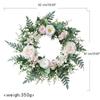 Artificial Rose Flower Wreath 19.69" Spring Wreath for Outdoor Front Door Indoor Weddings Window or Wall Décors Gifts