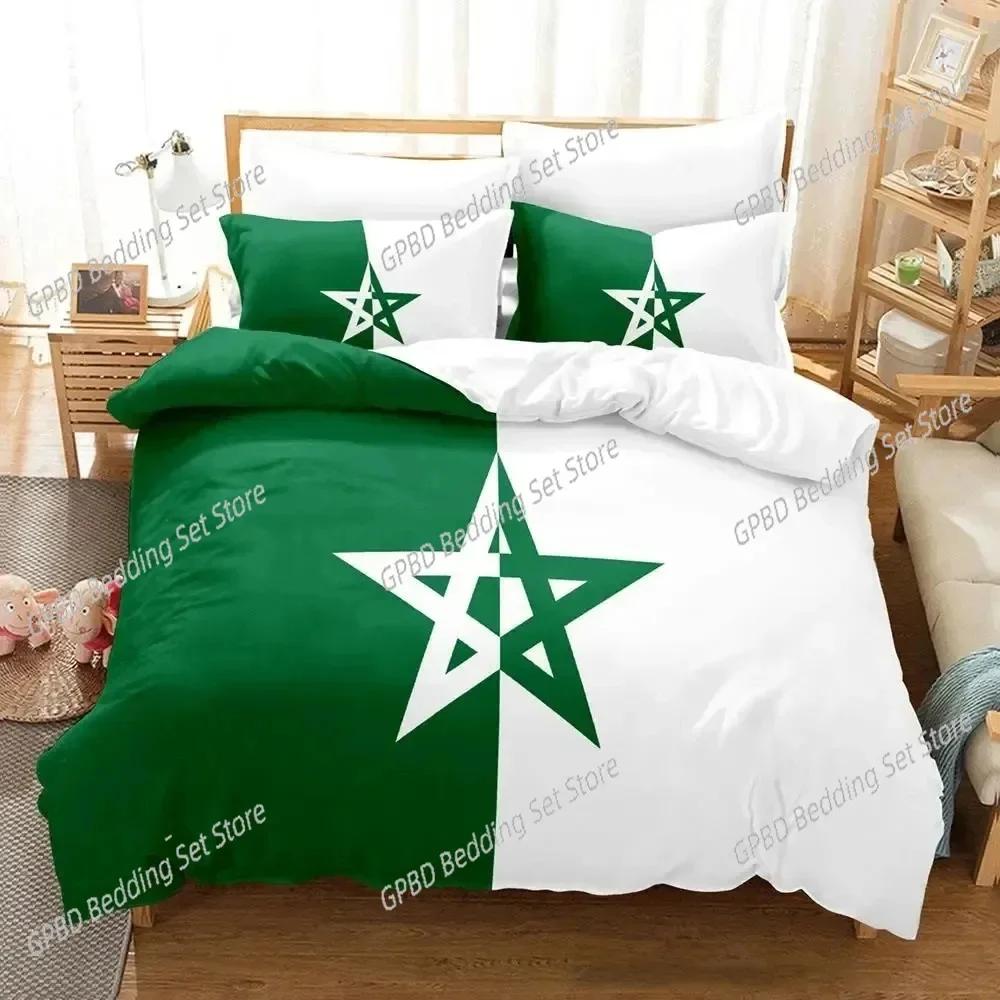 3D Print Morocco Flag Bedding Set For Bedroom Soft Modern Bedspreads Comefortable Kids Duvet Cover Quilt Cover And Pillowcase