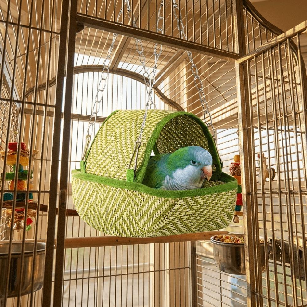 Woven Hanging Bird Nest Boat Shape Bird Swing Hammock Parrot Sleeping Tent Cage Accessory