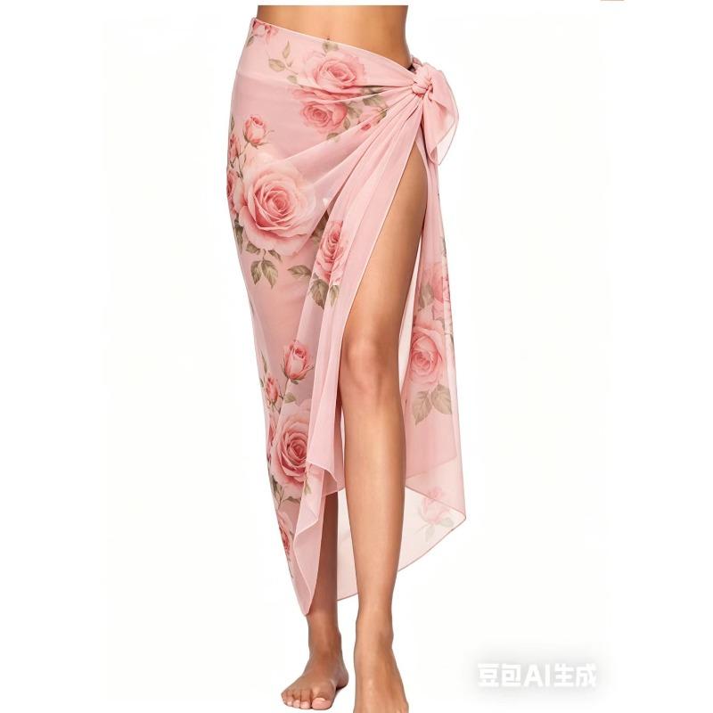 Long mesh beach wrap dress, sexy bikini one-piece scarf for women