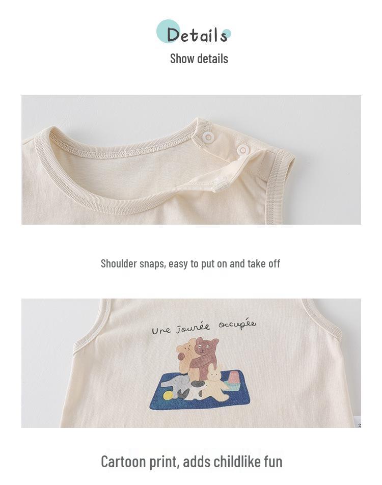 Cute Cartoon Tank Top & Casual Shorts Set for Baby Boys, Lightweight Summer Outfit for Infants & Toddlers, Class A.