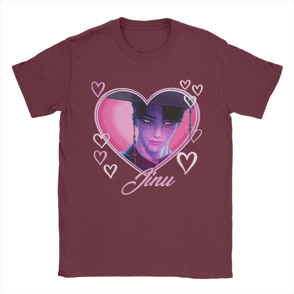 Jinu Heart KPOP Dämonenjäger Anime Herren T-Shirts Huntrix Mode T-Shirt Kurzarm Rundhals T-Shirt Reine Baumwolle Oberteile