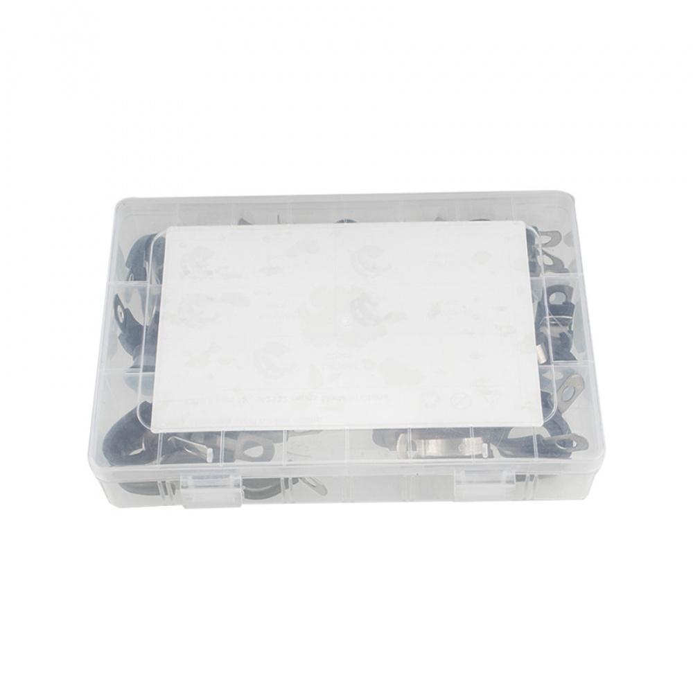 47× Car Hose Rubber Cushion Insulated Clamp 1/4" 5/8" 3/8"Stainless Steel Cable Clamps Assortment Kit