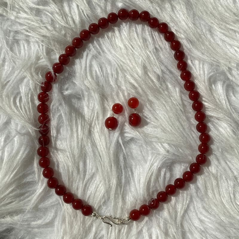 Etrive Red Carnelian Necklace(8mm)