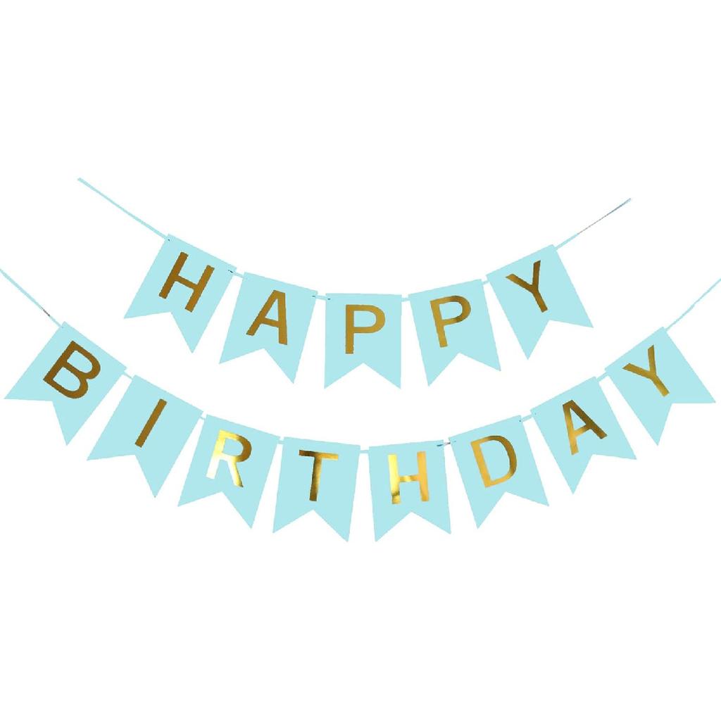 Green Happy Birthday Banner With White Letters, Swallowtail Design Hanging Signs Party Decorations