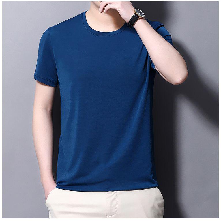 Men's Quick-Dry Modal Short Sleeve T-shirt - Lightweight, Solid Color, Round Neck Casual Summer Wear