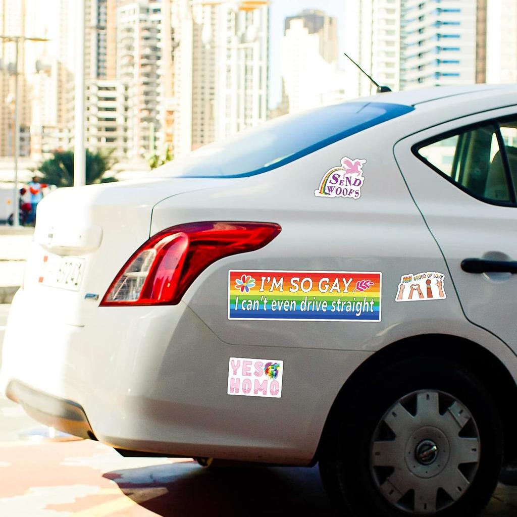 76 PCS Original Funny Gay Prank Bumper Stickers, Funny LGBT Gay Stickers For Cars Decals Motorcycle Truck Vehicles Luggage Sticker For Adults Bumper