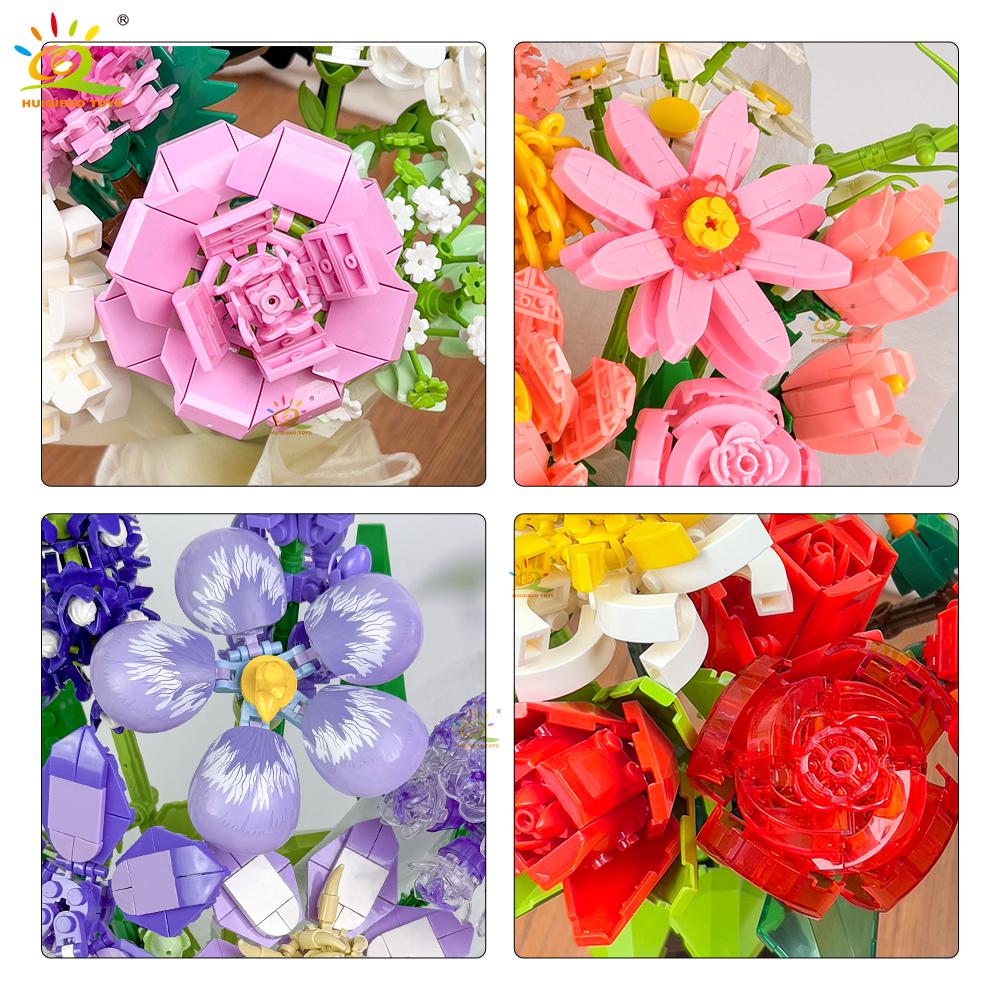 Non-Toxic Moc Flower Model Building Block Set Diy Eternal Bouquet Bricks Kit Toy For Children Home Desk Decoration Xmas Gift
