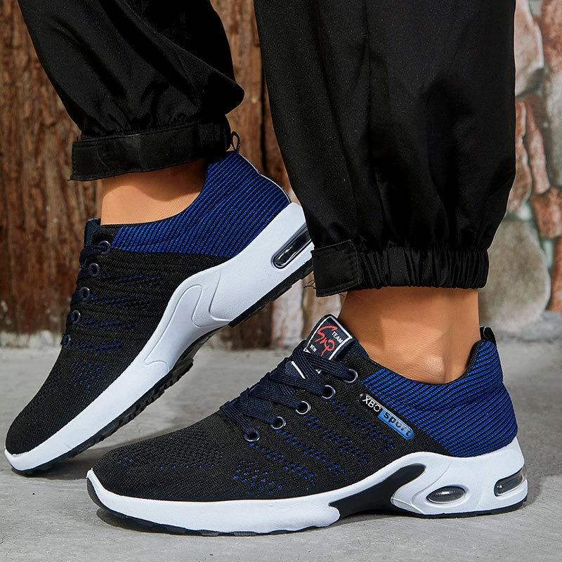 Men's New Breathable Knit Mesh Running Shoes, Platform Soft Sole Lace-Up Sneakers, Lightweight Casual Athletic Shoes for Men