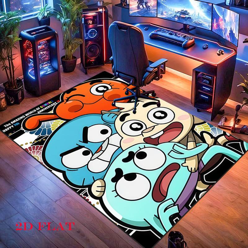 Gumball Teppich für Wohnzimmer Schlafzimmer Zuhause Sofadekoration, Rutschfeste Bodenmatte für Kinder zum Spielen